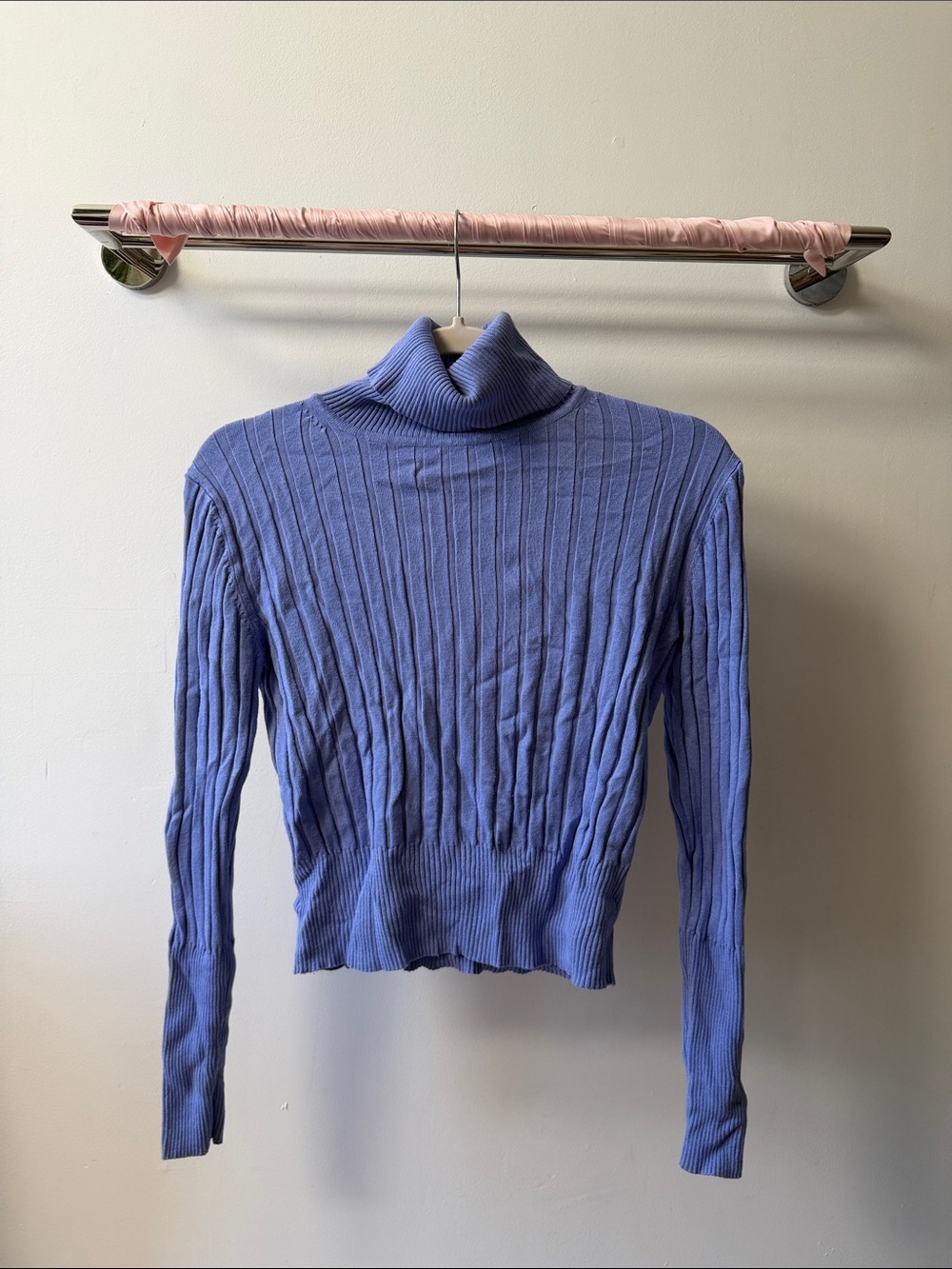 Zara Lavender Ribbed Turtleneck Sweater